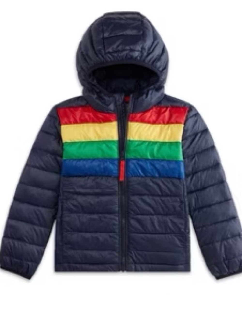 Primary Kids Rainbow Puffer Jacket Navy Size 3